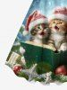 Plus Size Christmas Hat Cats Snowflake Book Cross Ball Ombre Print Tank Dress -  