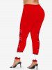Christmas Bowknot Candy Colorblock Print Plus Size Matching Outfit For Couples -  