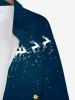 Plus Size Christmas Elk Glitter Galaxy Snowflake Star Grass Print Button Long Sleeves Shirt For Men -  