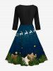 Robe Vintage Imprimé Élément de Noël - Noir 4XL