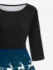 Robe Vintage Imprimé Élément de Noël - Noir 4XL