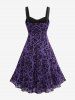 Plus Size Vintage Flower Layered Ruched Mesh A Line Dress -  