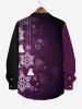 Plus Size Christmas Snowflake Bell Bubble Stars Print Ombre Button Long Sleeves Shirt For Men -  