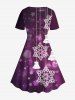 Plus Size Christmas Snowflake Bell Bubble Stars Print Ombre A Line Dress -  