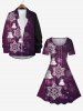 Plus Size Christmas Snowflake Bell Bubble Stars Print Ombre A Line Dress -  