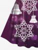 Plus Size Christmas Snowflake Bell Bubble Stars Print Ombre A Line Dress -  