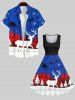 Plus Size Christmas Elk Snowflake Santa Claus House Print Vintage Swing A Line Dress -  