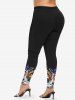 Plus Size Christmas Tree Gift Hat Ball Cat House Galaxy Print Skinny Leggings -  
