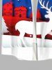 Plus Size Christmas Elk Snowflake Santa Claus House Print Button Pocket Shirt For Men -  