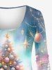 Plus Size Christmas Tree Ball Star Gift Box Tie Dye Print T-shirt -  