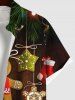 Chemise de Noël Etoile Lumière et Nœud Papillon Imprimés de Grande Taille avec Poche en Avant - Noir L