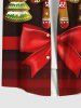 Plus Size Christmas Light Star Gingerbread Bowknot Print Buttons Pocket Shirt For Men -  