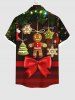 Chemise de Noël Etoile Lumière et Nœud Papillon Imprimés de Grande Taille avec Poche en Avant - Noir 2XL