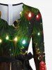 Plus Size Christmas Light Star Gingerbread Bowknot Print Scalloped V Neck Dress With A Belt -  