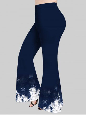 Plus Size Christmas Snowflake Galaxy Leaf Print Flare Pants
