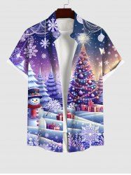Chemisier avec Boutons à Imprimé Boules Sapin de Noël Cadeaux et Flocons de Neige Grande-Taille pour Hommes - Multi-A 2XL