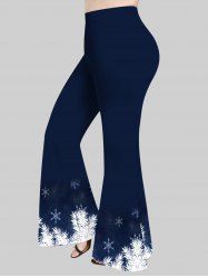 Plus Size Christmas Snowflake Galaxy Leaf Print Flare Pants -  