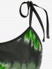 Plus Size Skull Rose Tie Dye Print Cinched Ruched Tie Boyshorts Tankini Swimsuit -  