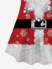 T-shirt 3D Père Noël et Flocon de Neige Imprimés de Grande Taille à Paillettes - Rouge L