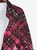 Chemise Brillant 3D Flocon de Neige et Sapin de Noël Imprimé à Carreaux avec Poche de Grande Taille à Manches Longues - Rose clair 5XL
