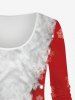T-shirt 3D Père Noël et Flocon de Neige Imprimés de Grande Taille à Paillettes - Rouge 6X