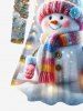 Plus Size Christmas Tree Light Gloves Hat Snowman Snowflake Print T-shirt -  