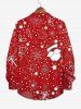 Chemisier à Boutons avec Poche et à Imprimé Père Noël Chaussette Etoile et Flocons de Neige Grande-Taille pour Hommes - Rouge 4XL