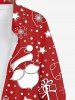 Chemisier à Boutons avec Poche et à Imprimé Père Noël Chaussette Etoile et Flocons de Neige Grande-Taille pour Hommes - Rouge 4XL