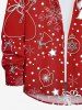 Chemisier à Boutons avec Poche et à Imprimé Père Noël Chaussette Etoile et Flocons de Neige Grande-Taille pour Hommes - Rouge 5XL
