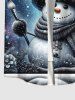 Plus Size Christmas Snowflake Hat Snowman Galaxy Star Print Buttons Pocket Shirt For Men -  