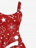 Robe à Bretelles Imprimé Élément de Noël Grande Taille - Rouge 1X