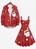 Robe à Bretelles Imprimé Élément de Noël Grande Taille - Rouge 1X