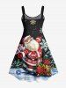 Plus Size Christmas Santa Claus Flowers Gingerbread Snowflake Print Tank Dress -  