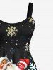 Plus Size Christmas Santa Claus Flowers Gingerbread Snowflake Print Tank Dress -  