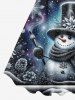 Robe Débardeur à Imprimé Bonhomme de Neige Etoile Flocons de Neige et Chapeau de Noël Grande-Taille - Noir 3X