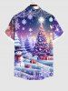 Chemisier avec Boutons à Imprimé Boules Sapin de Noël Cadeaux et Flocons de Neige Grande-Taille pour Hommes - Multi-A 2XL