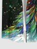 Plus Size Christmas Tree Snowflake Feather Light Spot Print Ombre Button Pocket Shirt For Men -  