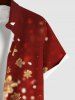 Plus Size Christmas Gilding Floral Print Ombre Button Pocket Shirt For Men -  
