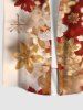 Plus Size Christmas Gilding Floral Print Ombre Button Pocket Shirt For Men -  