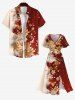 Robe Mi-Longue de Noël Ligne A Fleurie Imprimée Dorée Fendue de Grande Taille - Multi-A 1X