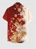 Plus Size Christmas Gilding Floral Print Ombre Button Pocket Shirt For Men -  