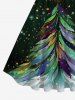 Robe Trapèze Vintage Imprimé Plume et Sapin de Noël Grande Taille - Vert 6X