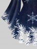 Plus Size Christmas Snowflake Galaxy Leaf Print Flare Sleeves Lattice T-shirt -  