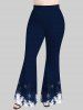 Plus Size Christmas Snowflake Galaxy Leaf Print Flare Pants -  