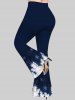 Plus Size Christmas Snowflake Galaxy Leaf Print Flare Pants -  