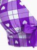 Plus Size Valentines Heart Bowknot Crisscross Padded Three Piece Tankini Swimsuit -  