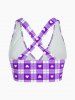 Plus Size Valentines Heart Bowknot Crisscross Padded Three Piece Tankini Swimsuit -  