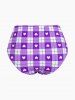 Plus Size Valentines Heart Bowknot Crisscross Padded Three Piece Tankini Swimsuit -  