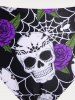 Plus Size & Curve Skull Rose Print Crossover Three Piece Bikini Swimsuit -  