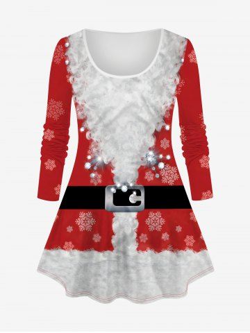 Christmas Snowflake Santa Claus Belt Glitter 3D Print Plus Size Matching Set
